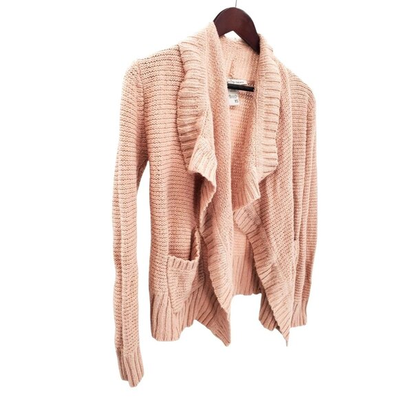 American Rag XS Entry Cie Chunky Cable Knit Drape Open Front Sweater Cardigan - Picture 9 of 11